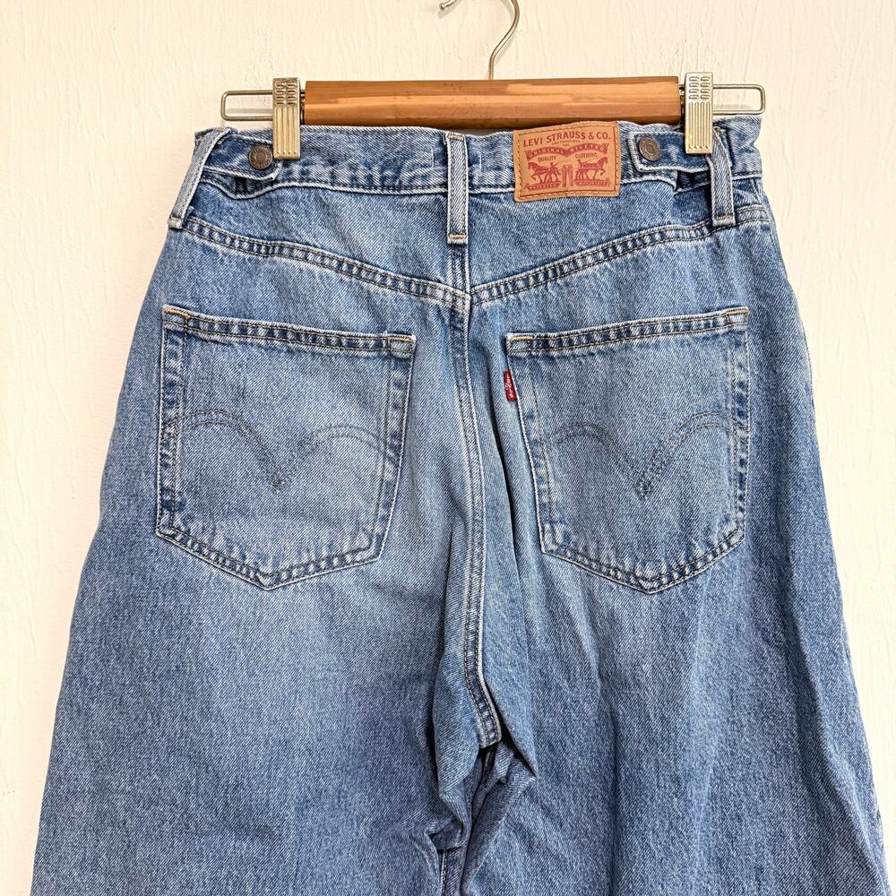 Levi Womens Cinch Barrel Leg Jeans 29 Medium Blue Wash Denim Cotton Zipper Fly - Picture 8 of 12